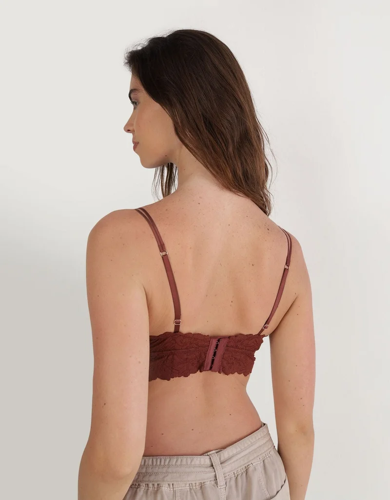 Aerie  Aerie Show Off Rosey Lace Padded Plunge Bralette for Women | Best Price UAE