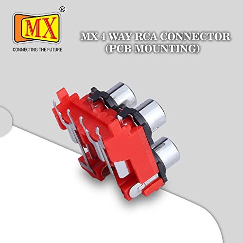 MX RCA Female Connector | PCB Panel Mount with 4 RCA Sockets | Audio/Video Jack for Subwoofer Amplifier Home Theater & Speaker Systems | Pack of 2 | AV Connector for DIY Electronics - Image 3