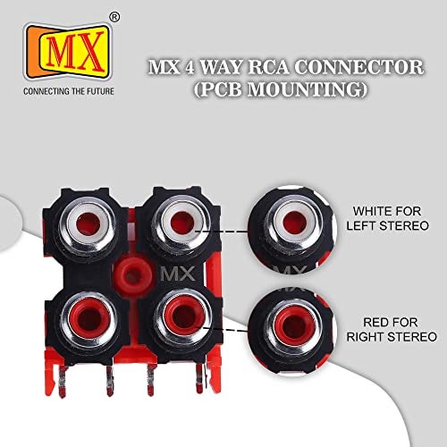 MX RCA Female Connector | PCB Panel Mount with 4 RCA Sockets | Audio/Video Jack for Subwoofer Amplifier Home Theater & Speaker Systems | Pack of 2 | AV Connector for DIY Electronics - Image 4