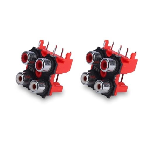 MX RCA Female Connector | PCB Panel Mount with 4 RCA Sockets | Audio/Video Jack for Subwoofer Amplifier Home Theater & Speaker Systems | Pack of 2 | AV Connector for DIY Electronics - Image 1