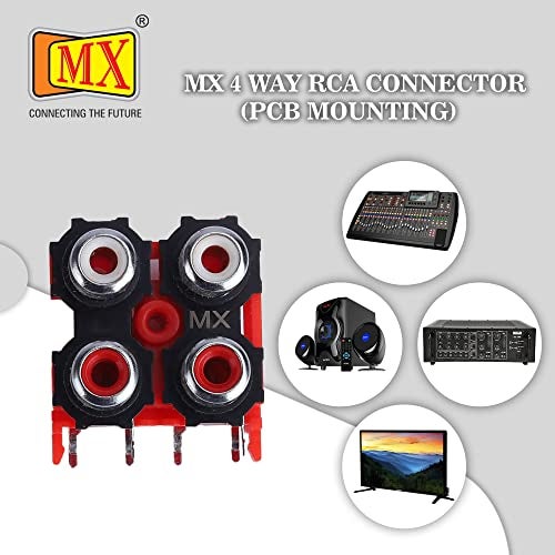 MX RCA Female Connector | PCB Panel Mount with 4 RCA Sockets | Audio/Video Jack for Subwoofer Amplifier Home Theater & Speaker Systems | Pack of 2 | AV Connector for DIY Electronics - Image 5