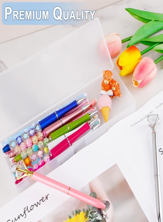 IBEQUEM 6Pcs Plastic Pencil Case, Frosted Plastic Stationery Case, Extended Clear Pencil Boxes with Hinged Lid and Snap Closure for Pencils, Pens, Drill Bits,Ruler, School Office Supplies White - Image 3
