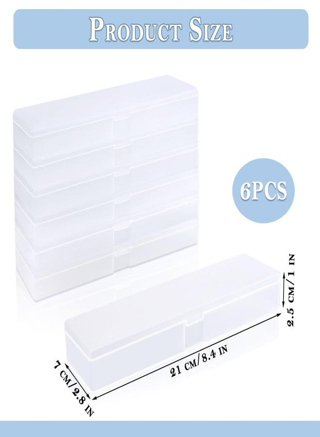 IBEQUEM 6Pcs Plastic Pencil Case, Frosted Plastic Stationery Case, Extended Clear Pencil Boxes with Hinged Lid and Snap Closure for Pencils, Pens, Drill Bits,Ruler, School Office Supplies White - Image 2