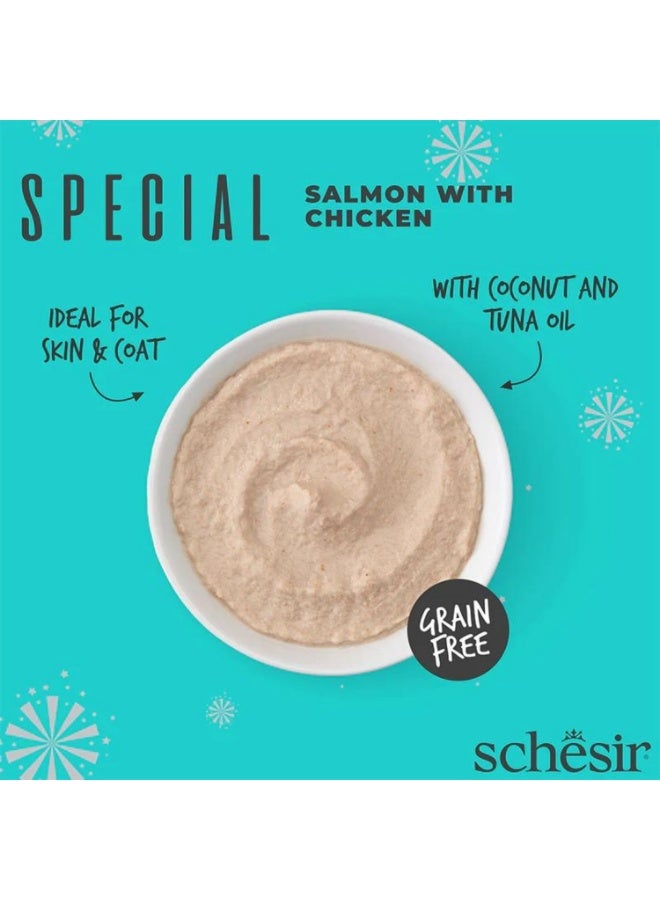 Schesir Special Mousse Salmon with Chicken Cat Food 70g Skin and Coat Formula - Image 3