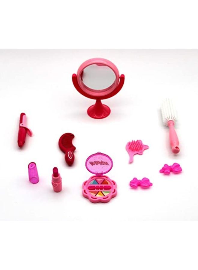 EASY FUTURE Kids Play Sets Children Makeup Tool Bag Set Girls Toys Pretend Play Including Comb Curler Mirror kit. - Image 4