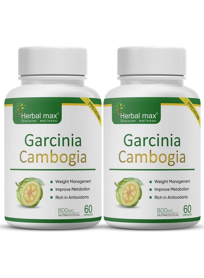 Herbal Max كبسولات هيربال ماكس جارسينيا كامبوجيا مع 60% HCA ومستخلص الشاي الأخضر، 60 كبسولة (800 ملغ) عبوة من 2 | إدارة الوزن الطبيعية | تحسن الهضم للرجال والنساء - Image 1