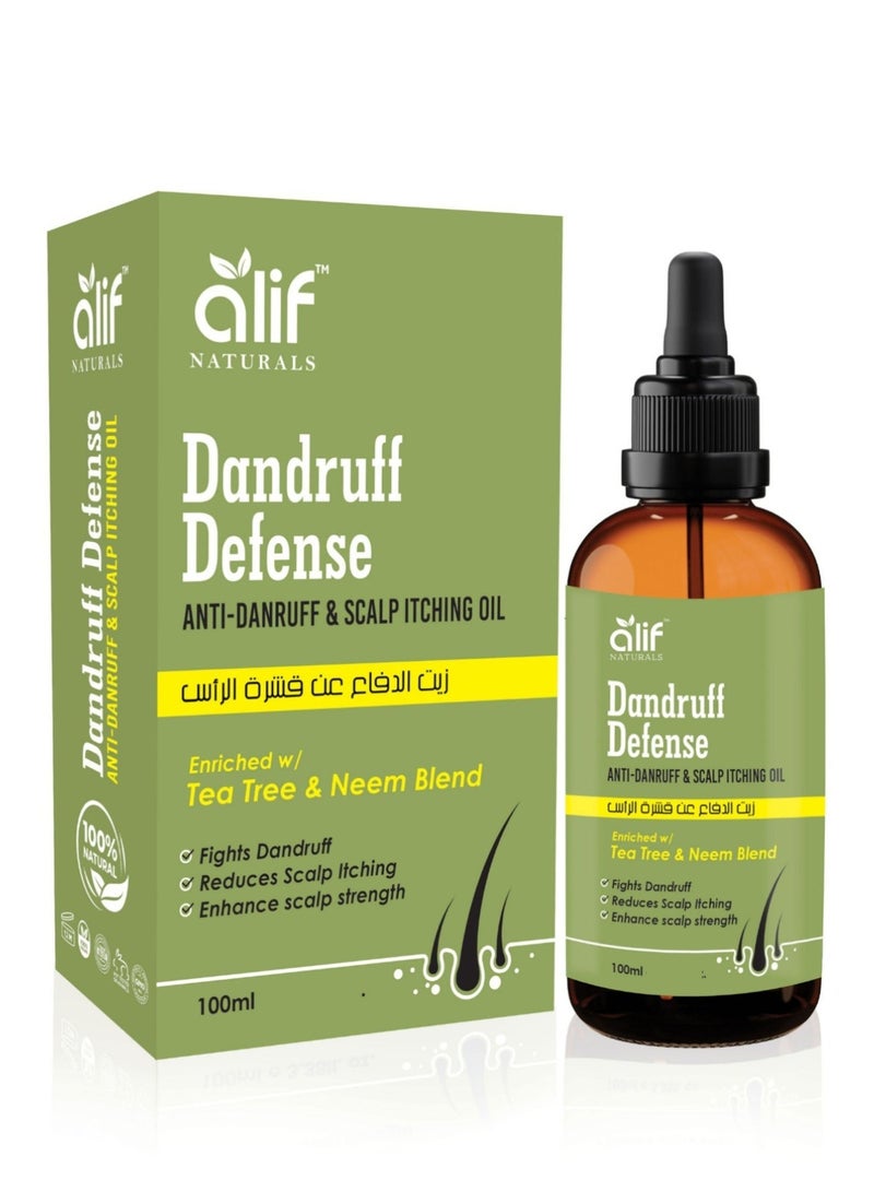 Alif Naturals Tea Tree Dandruff Hair Treatment Oil – Scalp Soothing & Flake Reduction with Neem & Lemongrass, Anti-Dandruff & Itch Relief | Made in UAE | 100 ml - Image 1