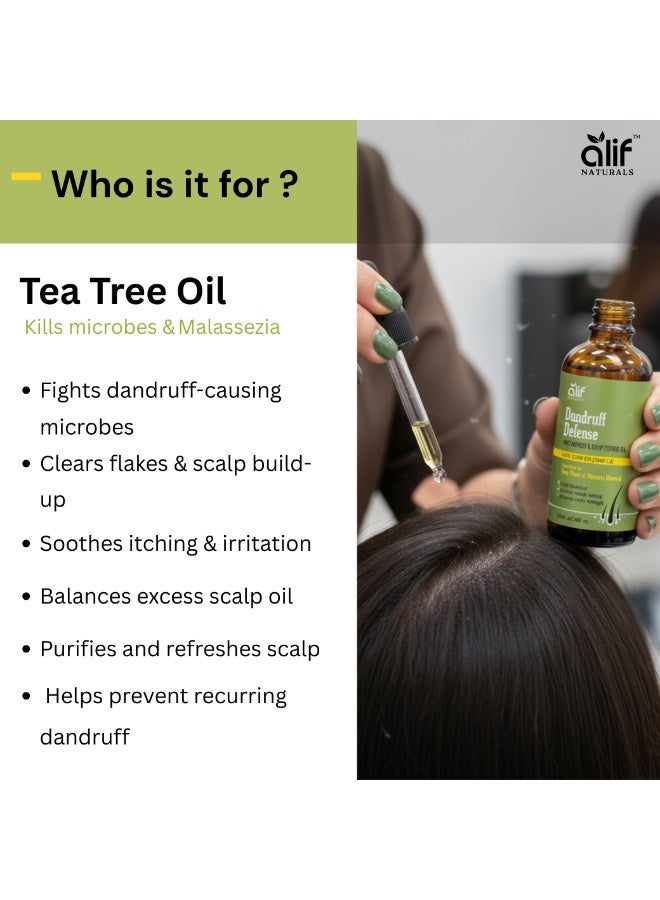 Alif Naturals Tea Tree Dandruff Hair Treatment Oil – Scalp Soothing & Flake Reduction with Neem & Lemongrass, Anti-Dandruff & Itch Relief | Made in UAE | 100 ml - Image 3