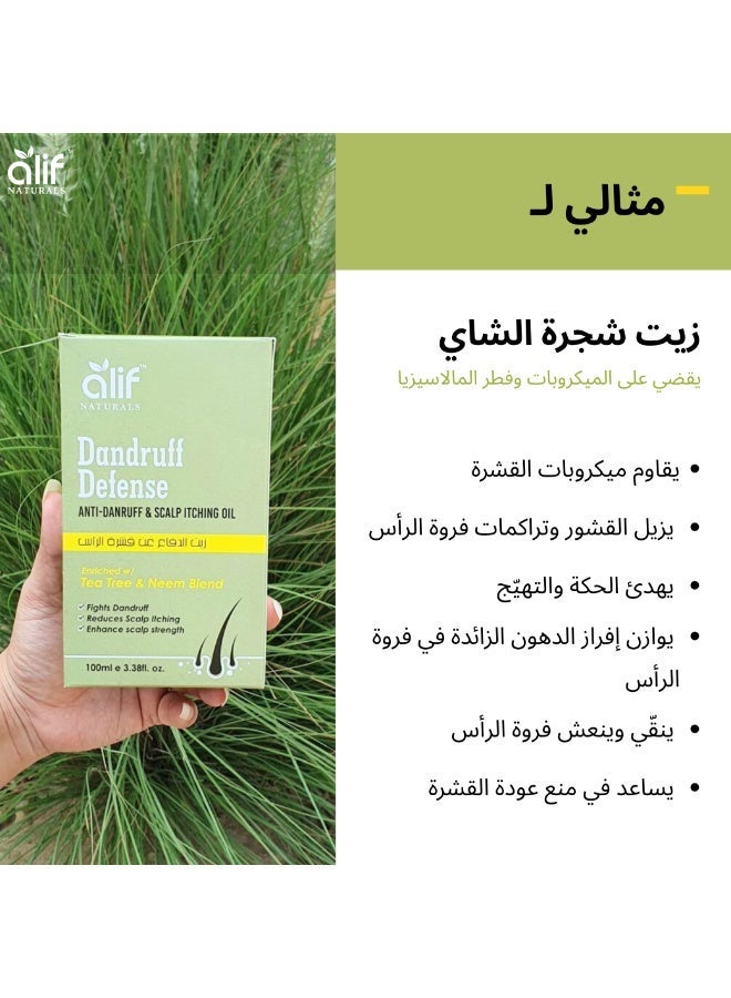Alif Naturals Tea Tree Dandruff Hair Treatment Oil – Scalp Soothing & Flake Reduction with Neem & Lemongrass, Anti-Dandruff & Itch Relief | Made in UAE | 100 ml - Image 4