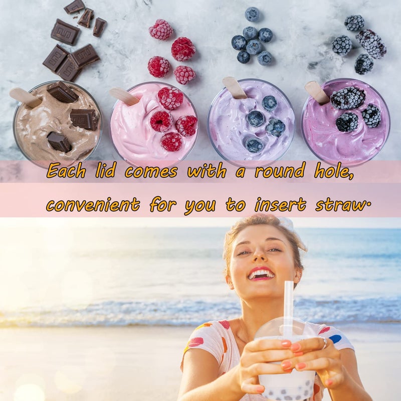 Alaeseje 50 Pack 8oz Disposable Clear Plastic Cups with Dome Lids(Hole in the Lid) PET Dessert Cups Disposable Snack Bowls for Ice Cream Cake Fruit Parfait  Pudding and Jello Shot - Image 4