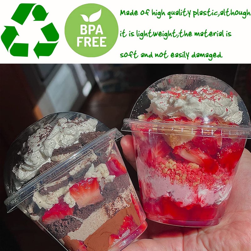 Alaeseje 50 Pack 8oz Disposable Clear Plastic Cups with Dome Lids(Hole in the Lid) PET Dessert Cups Disposable Snack Bowls for Ice Cream Cake Fruit Parfait  Pudding and Jello Shot - Image 5