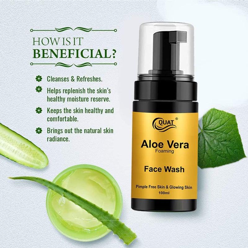 QUAT Aloevera foaming facewash for pimple free and glowing skin Face Wash 100 ml - Image 3