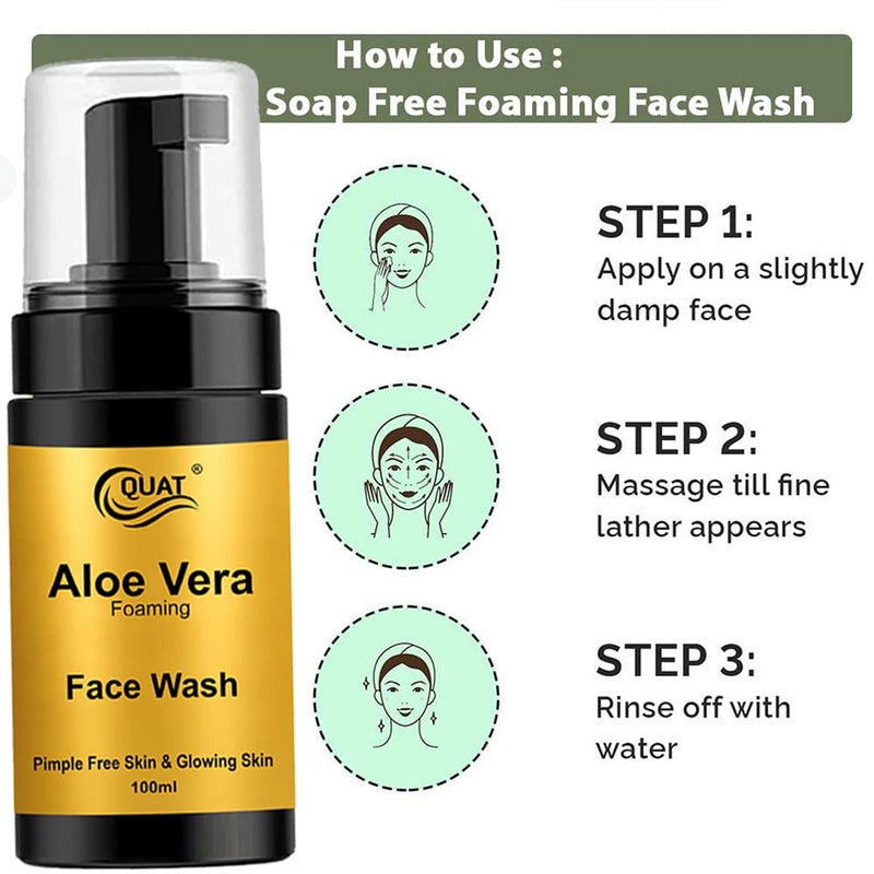 QUAT Aloevera foaming facewash for pimple free and glowing skin Face Wash 100 ml - Image 4