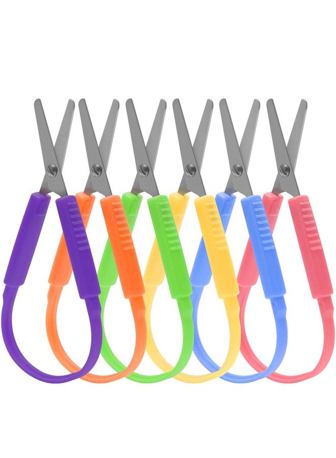Windspeed 6Pcs Loop Scissors For Kids Windspeed Spring Scissors Mini Training Loop Scissors Loop Scissors Colorful Grip Scissors Loop Handle With Easyopen Squeeze Handles For Special Needs And Elderly  - Image 1