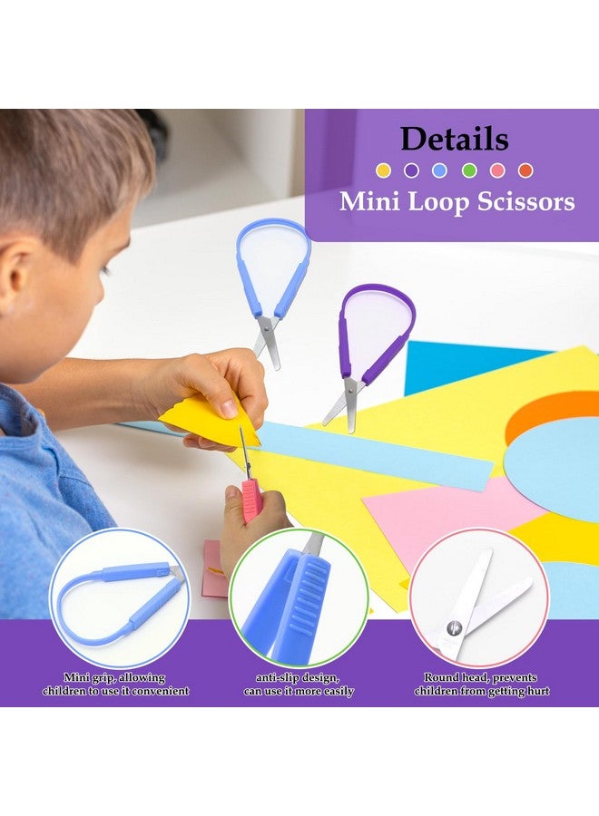 Windspeed 6Pcs Loop Scissors For Kids Windspeed Spring Scissors Mini Training Loop Scissors Loop Scissors Colorful Grip Scissors Loop Handle With Easyopen Squeeze Handles For Special Needs And Elderly  - Image 3