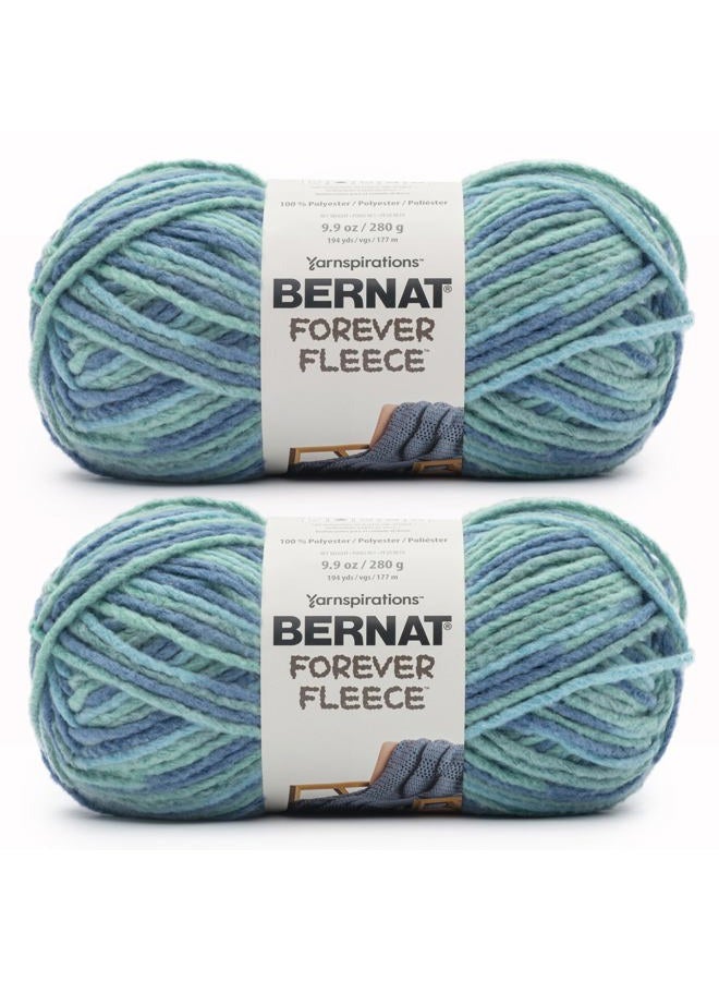Bernat Forever Fleece Seaglass Yarn - 2 Pack of 280g/9.9 oz - 100% Polyester - #6 Super Bulky - 194 Yards - Knitting/Crochet - Image 1