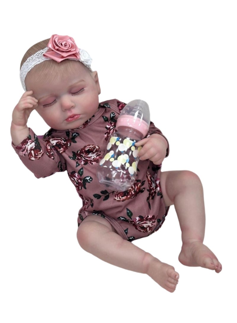 20 Inch Coffee Colored Lifelike Soft Baby Doll Simulation Doll Gift Set Suitable for Children Over Three Years Old - Image 1