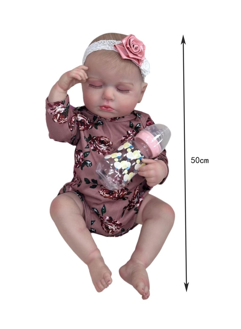 20 Inch Coffee Colored Lifelike Soft Baby Doll Simulation Doll Gift Set Suitable for Children Over Three Years Old - Image 2