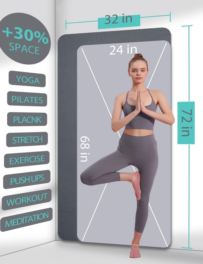 MRZZATA Yoga Mat Double-Sided Non Slip, 72'' x 32'' x 7mm - Extra Wide & Thick Yoga Mat for Women Men Kids, Professional TPE Yoga Mats for Home Workout, Yoga, Pilates and Floor Exercise, with Carrier Strap - Image 2