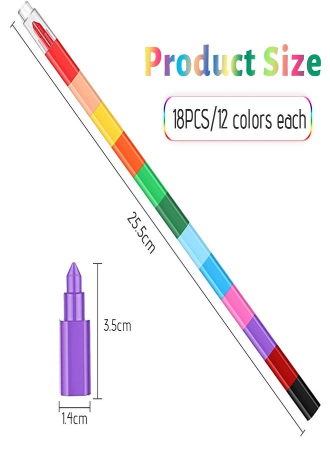 WXJ13 18 Pieces Stacking Crayons, Buildable Crayons, Stackable Colouring Pencils, 12 in 1 Wax Crayons, Building Block Colouring Crayons for Kids Office School Supplies, 12 Colors - Image 2