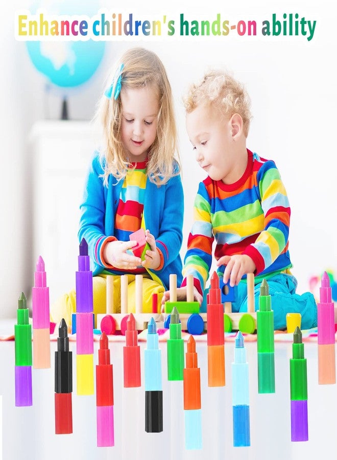 WXJ13 18 Pieces Stacking Crayons, Buildable Crayons, Stackable Colouring Pencils, 12 in 1 Wax Crayons, Building Block Colouring Crayons for Kids Office School Supplies, 12 Colors - Image 5