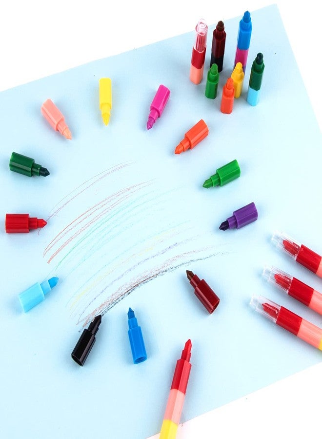 WXJ13 18 Pieces Stacking Crayons, Buildable Crayons, Stackable Colouring Pencils, 12 in 1 Wax Crayons, Building Block Colouring Crayons for Kids Office School Supplies, 12 Colors - Image 3