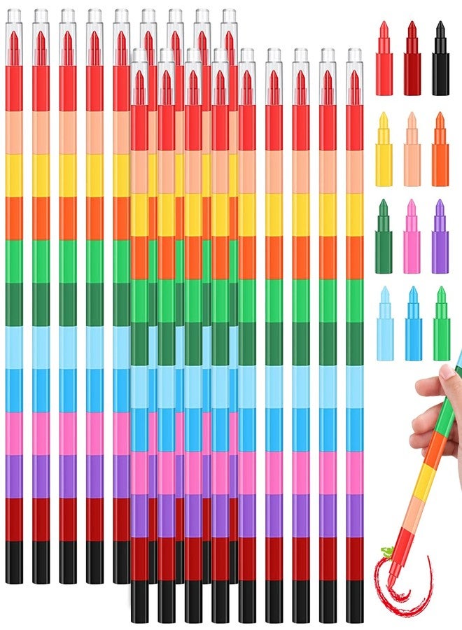 WXJ13 18 Pieces Stacking Crayons, Buildable Crayons, Stackable Colouring Pencils, 12 in 1 Wax Crayons, Building Block Colouring Crayons for Kids Office School Supplies, 12 Colors - Image 1