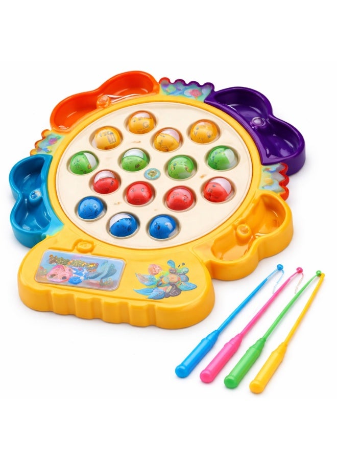 طلال مجموعة ألعاب صيد الأسماك المغناطيسية للأطفال - لعبة صيد أسماك ملونة مع 4 صنارات صيد مغناطيسية، لعبة مونتيسوري تعليمية للأطفال الصغار، لعبة لوحية تفاعلية للأولاد والبنات، هدية تعليمية - Image 1