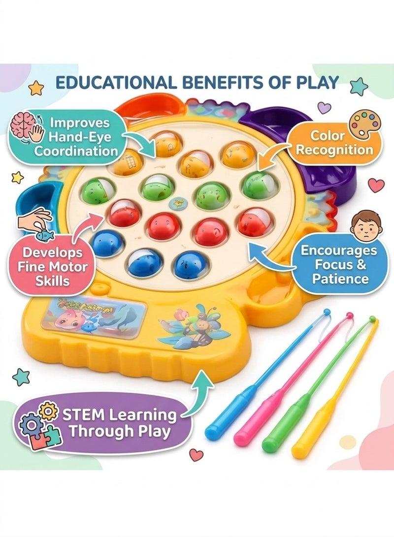 طلال مجموعة ألعاب صيد الأسماك المغناطيسية للأطفال - لعبة صيد أسماك ملونة مع 4 صنارات صيد مغناطيسية، لعبة مونتيسوري تعليمية للأطفال الصغار، لعبة لوحية تفاعلية للأولاد والبنات، هدية تعليمية - Image 2