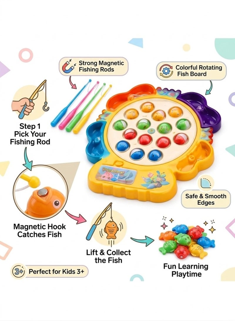 طلال مجموعة ألعاب صيد الأسماك المغناطيسية للأطفال - لعبة صيد أسماك ملونة مع 4 صنارات صيد مغناطيسية، لعبة مونتيسوري تعليمية للأطفال الصغار، لعبة لوحية تفاعلية للأولاد والبنات، هدية تعليمية - Image 3