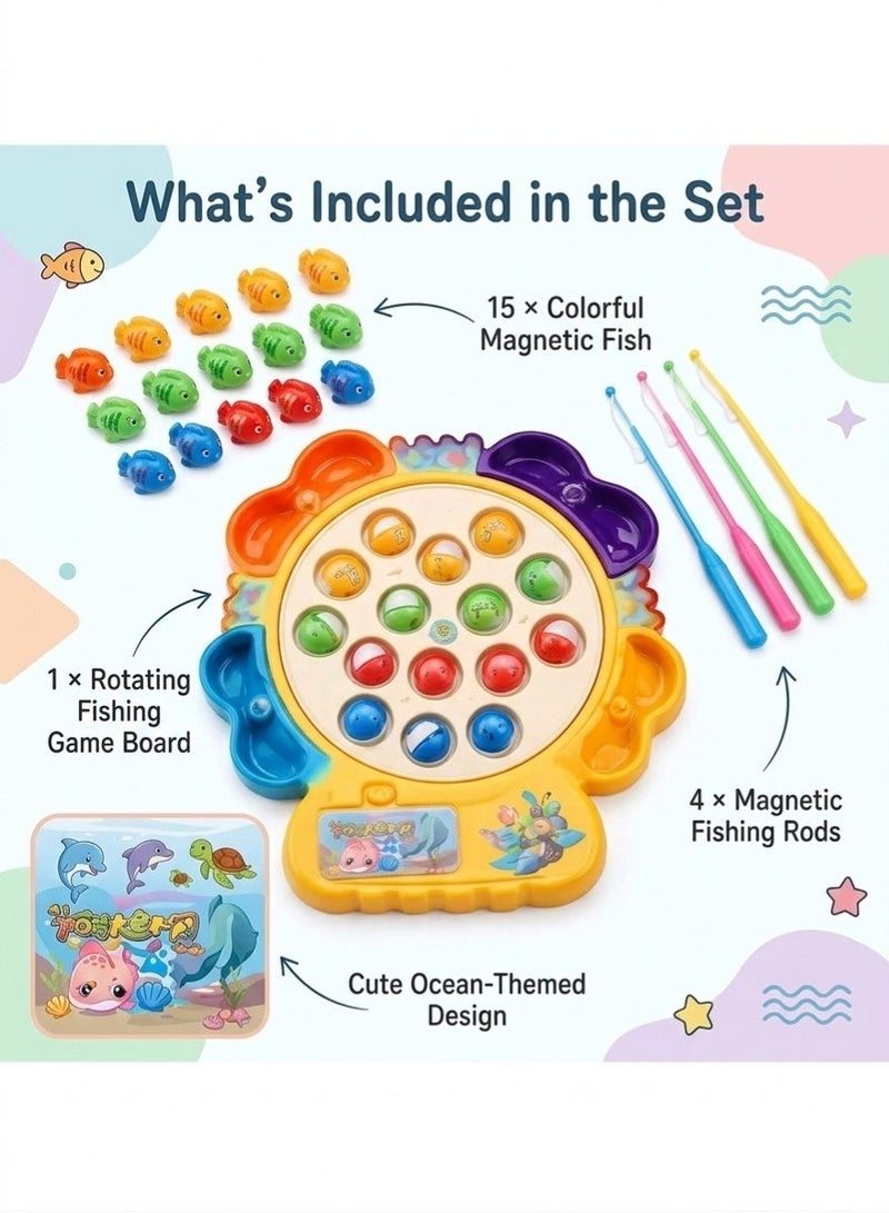 طلال مجموعة ألعاب صيد الأسماك المغناطيسية للأطفال - لعبة صيد أسماك ملونة مع 4 صنارات صيد مغناطيسية، لعبة مونتيسوري تعليمية للأطفال الصغار، لعبة لوحية تفاعلية للأولاد والبنات، هدية تعليمية - Image 5