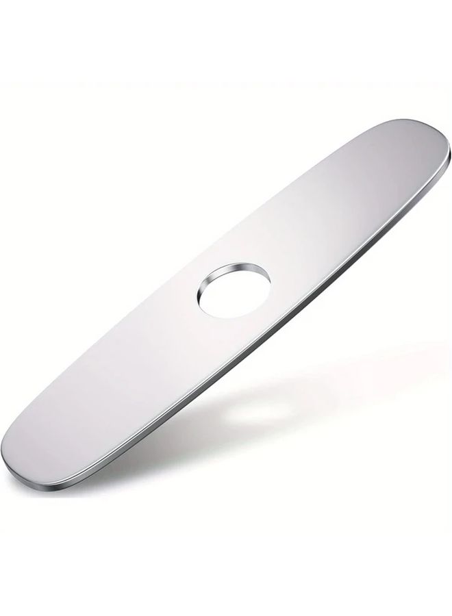 Chrome Stainless Steel Single Hole Faucet Cover Plate 10 Inch Deck Mount Water Safe Durable - Image 1