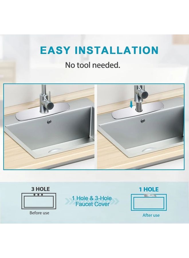 Chrome Stainless Steel Single Hole Faucet Cover Plate 10 Inch Deck Mount Water Safe Durable - Image 4