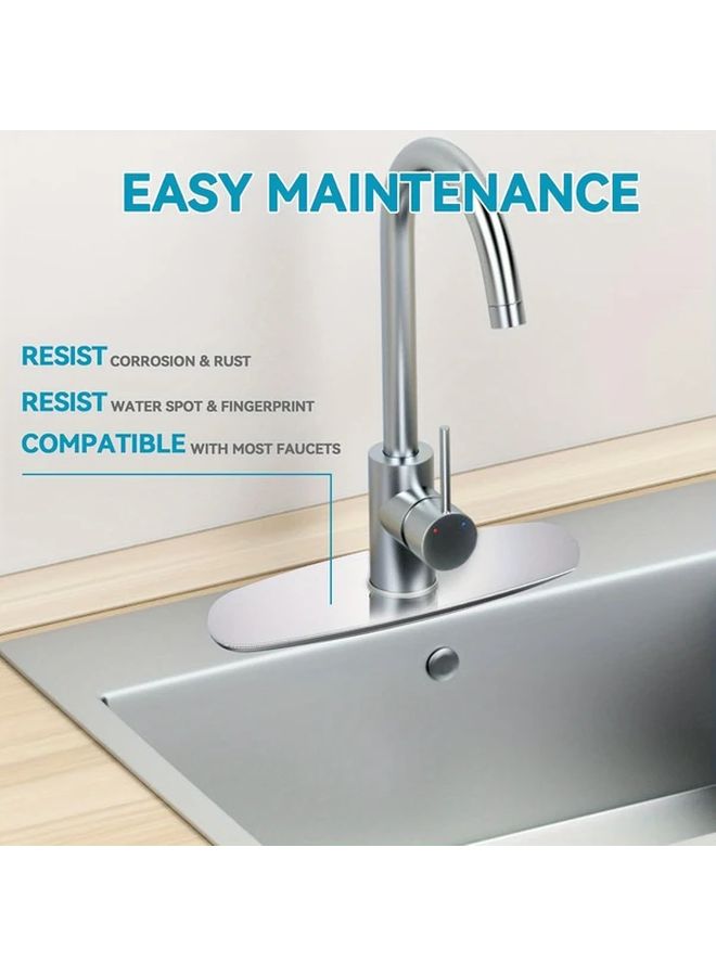 Chrome Stainless Steel Single Hole Faucet Cover Plate 10 Inch Deck Mount Water Safe Durable - Image 5
