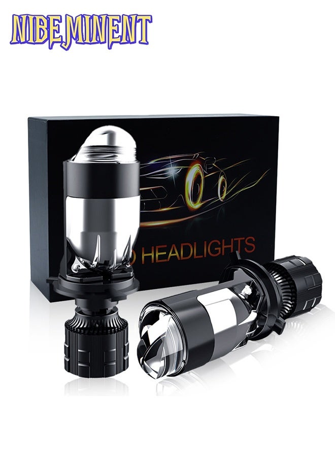 مصابيح أمامية LED H4 مع بروجيكتور - 30,000 لومن سطوع شديد 6000 كيلفن وظيفة شعاع عالي-منخفض مع خط قطع واضح، مجموعة عدسة بروجيكتور H4/9003/HB2 صغيرة للتعديل - Image 1
