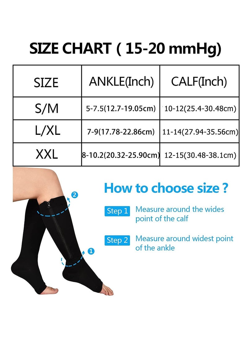 AS SEEN ON TV Black Compression Stretchy Leg Pain Relief Zip Socks - Size L/XL - Image 5