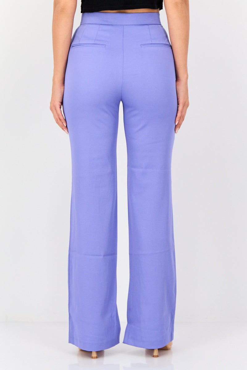 Lichi Women Regular Fit Solid Palazzo Pants, Light Purple - Image 4