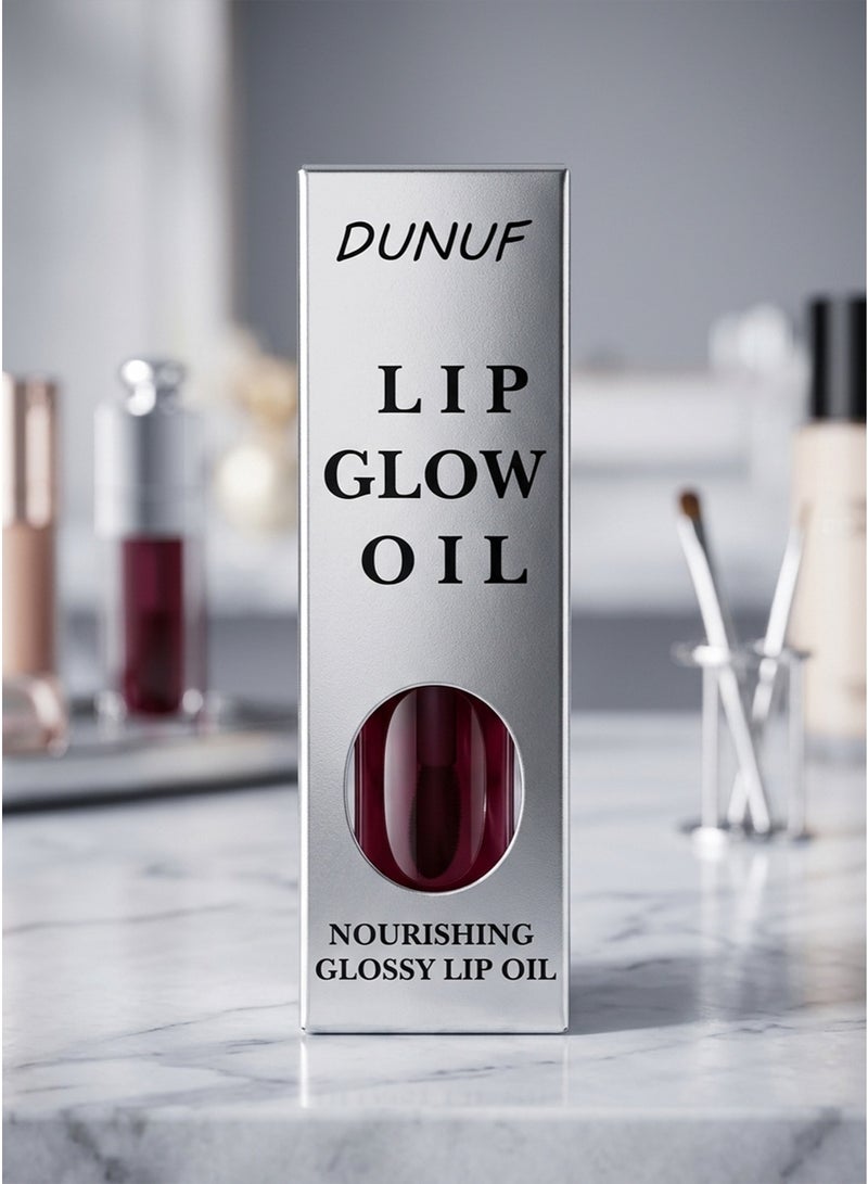 DUNUF Nourishing & Glossy Lip Oil – Hydrating Lip Glaze for Dry Lips – Non-Sticky High-Shine Finish with Raspberry Extract & Cherry Seed Oil - Image 4