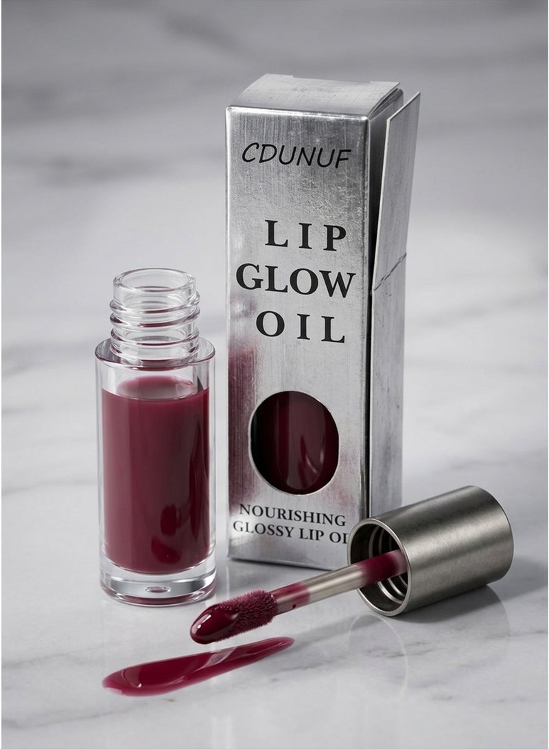DUNUF Nourishing & Glossy Lip Oil – Hydrating Lip Glaze for Dry Lips – Non-Sticky High-Shine Finish with Raspberry Extract & Cherry Seed Oil - Image 5