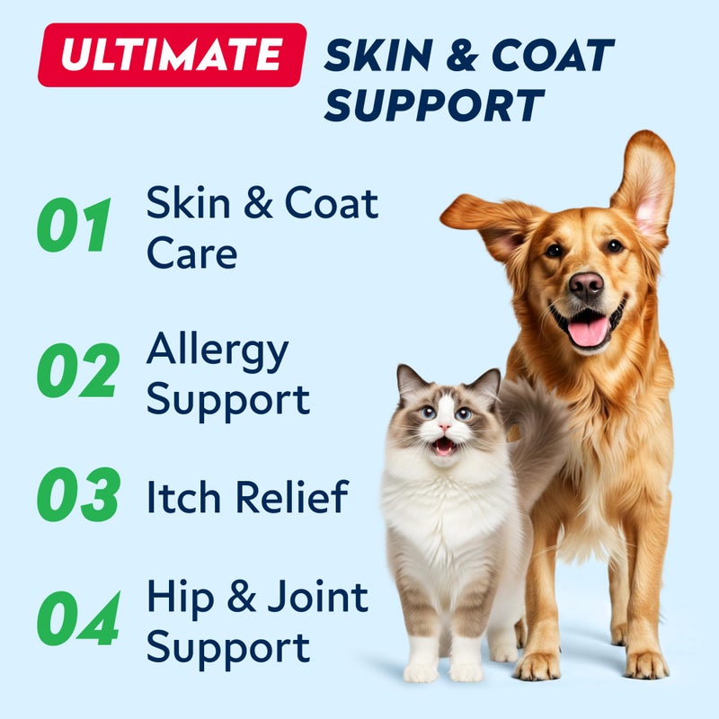 StrellaLab 32 OZ Salmon Oil for Dogs - Omega 3 for Dogs & Cats, Itch & Allergy Relief, Wild Alaskan Salmon Oil for Skin & Coat, Fish Oil Liquid, Shedding Health Support EPA & DHA Fatty Acids - Image 2