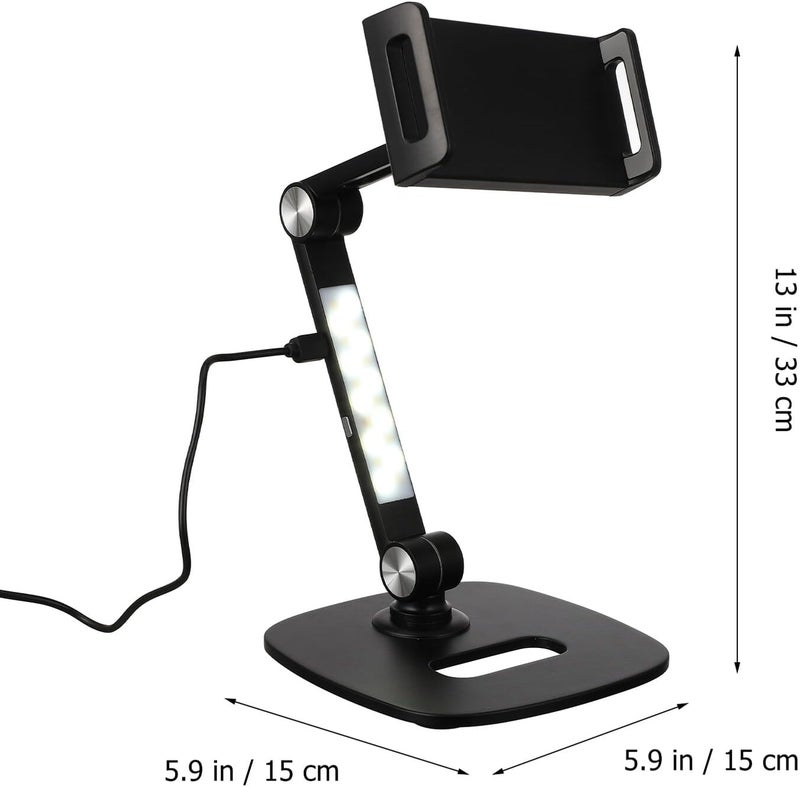 SEWACC Aluminum Alloy Adjustable Tablet and Phone Stand for Desk, Universal Mobile Holder with Foldable Design, Black Tablet Bracket for Home and Office Use - Image 2