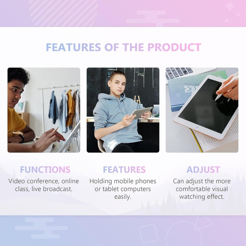 SEWACC Aluminum Alloy Adjustable Tablet and Phone Stand for Desk, Universal Mobile Holder with Foldable Design, Black Tablet Bracket for Home and Office Use - Image 5
