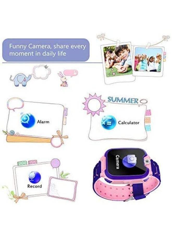 Nabi - Kids Smart Watch Phone Music Smart Wrist Watch for 3-12 Year Old Boys Girls with Camera Sim Card Slot Touch Screen Game Watch Outdoor Activities Toys Childrens Day Gift (Pink) - Image 1