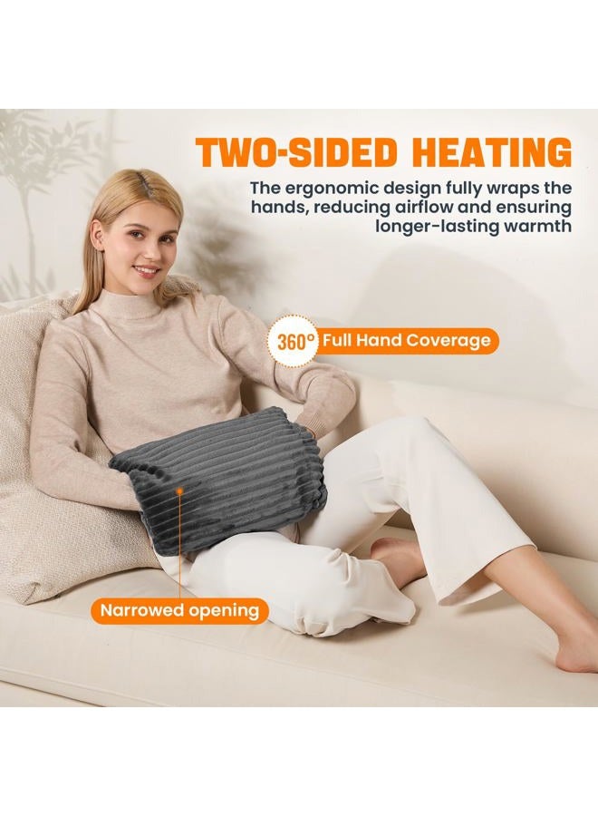 SINORIKO Electric Hand Warmer, Soft Flannel Heated Gloves, Hand Warmer Pouch, Heating Pad for Hands Pain Relief Fingers Arthritis for Women Men Elder Xmas Gifts, Auto Off & 3 Level, Dark Grey - Image 5