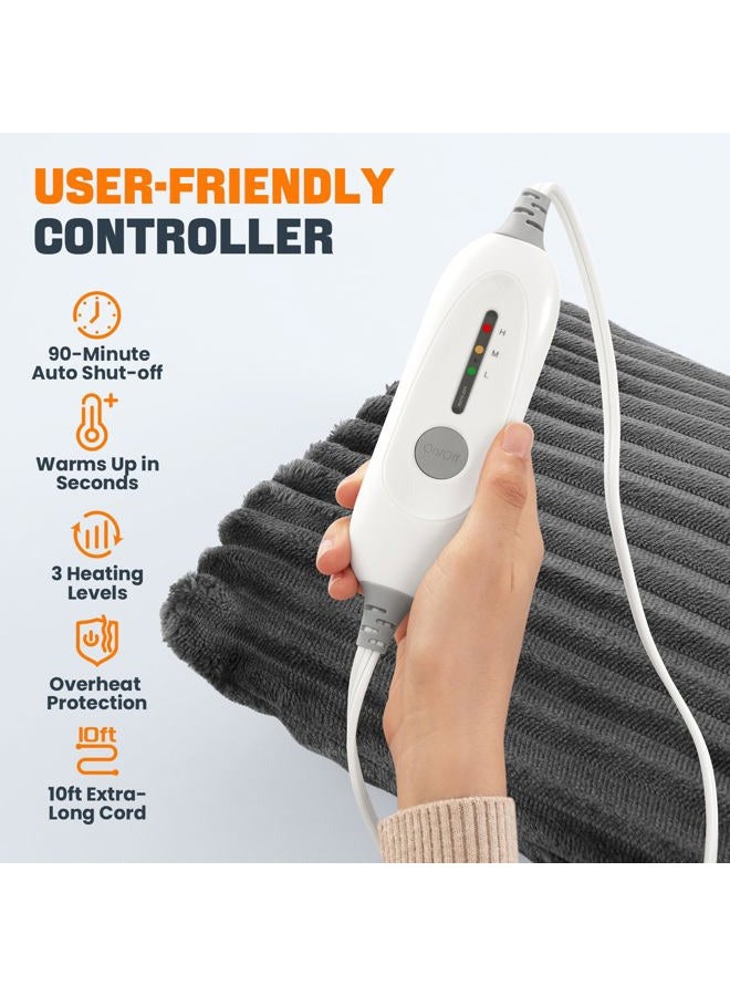 SINORIKO Electric Hand Warmer, Soft Flannel Heated Gloves, Hand Warmer Pouch, Heating Pad for Hands Pain Relief Fingers Arthritis for Women Men Elder Xmas Gifts, Auto Off & 3 Level, Dark Grey - Image 2