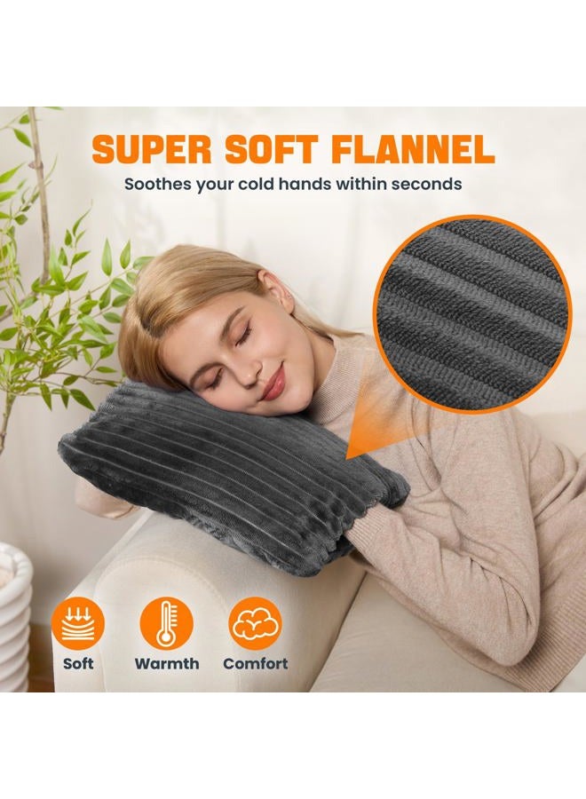 SINORIKO Electric Hand Warmer, Soft Flannel Heated Gloves, Hand Warmer Pouch, Heating Pad for Hands Pain Relief Fingers Arthritis for Women Men Elder Xmas Gifts, Auto Off & 3 Level, Dark Grey - Image 3