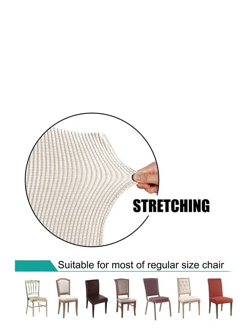 أغطية كراسي الطعام، أغطية كراسي قابلة للتمدد لغرفة الطعام، أغطية كراسي قابلة للإزالة، أغطية واقية لكراسي المطبخ لغرفة الطعام والفندق (6 قطع، أبيض مائل للصفرة) - Image 2