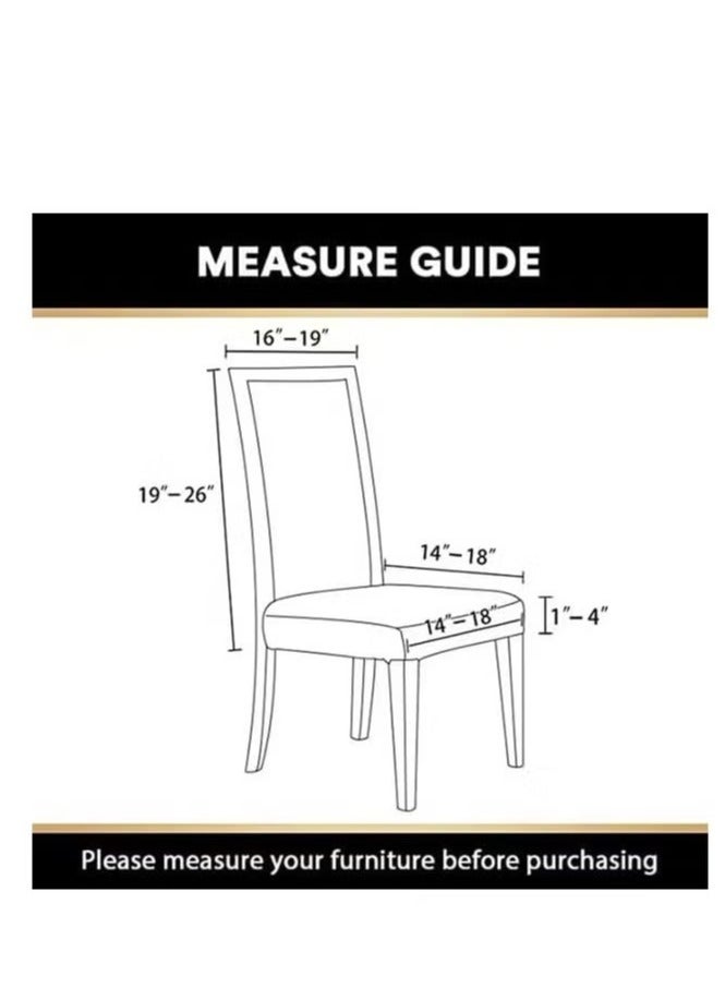 أغطية كراسي الطعام، أغطية كراسي قابلة للتمدد لغرفة الطعام، أغطية كراسي قابلة للإزالة، أغطية واقية لكراسي المطبخ لغرفة الطعام والفندق (6 قطع، أبيض مائل للصفرة) - Image 3