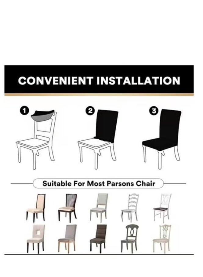 أغطية كراسي الطعام، أغطية كراسي قابلة للتمدد لغرفة الطعام، أغطية كراسي قابلة للإزالة، أغطية واقية لكراسي المطبخ لغرفة الطعام والفندق (6 قطع، أبيض مائل للصفرة) - Image 4