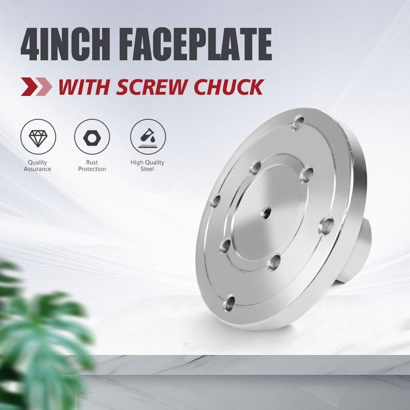 PHUKIMLONG Phukmlong 4" Wood Lathe Faceplate for 1"-8TPI Thread with Screw Chuck, Wood Lathe Accessories Tools… - Image 2
